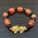 Handmade Natural Agate Carnelian Stone Pi Xiu Fengshui Lucky Stretch Bracelet Photo 3
