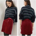 Anthropologie  Montie Connie Velvet Mini Skirt Raspberry Plus Size 16 NWT Photo 2