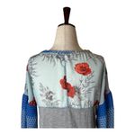 Anthropologie  Tiny Shirt Women Small Gray Raye Contrast Floral Puff Sleeve Tee Photo 8