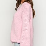 Beginning Boutique  Delvey Light Pink Chunky Knit Sweater Photo 2