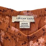 American Eagle Crop Top Size Medium Orange Floral Womens Stretch Bottom Tie Photo 5