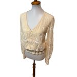 Anthropologie Embroidered Top Cream Beige Size XS Photo 1