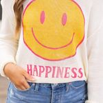 Kori  Ivory and Yellow Happiness Smiley Sweater, size large Photo 0