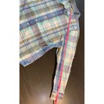 LL Bean Plaid Button Down Shirt Womens M Blue Green Roll Tab Sleeve Casual Top Size M Photo 10