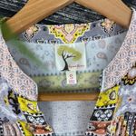 Anthropologie Fig & Flower Print Button 1/2 length Sleeve Blouse Top S Small Photo 3