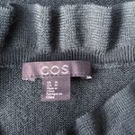 COS  Size M Wool Ruffle Neck Sweater Dark Green Evergreen Holiday Long Sleeves Photo 3