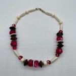 YSL Vintage Necklace w/ Lucite, Wood with Gold Tone S Hook Closure Pink Photo 1