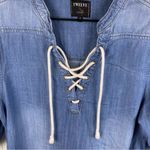 Twelve by Ontwelfth Bamboo Cotton Denim Tie Front Mini Dress Women's Size Small Blue Photo 2