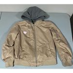 Beige Tan ‘LA’S Wasted Youth’ Punk Band Patch Studded Bomber Jacket Hoodie Coat Size M ⛓️ Size M Photo 1