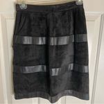Saint Laurent Vintage  Black Suede Mini Skirt with Leather Stripes Size 36 ~ US 6 Photo 5