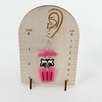 Funky Raccoon Trash Can Earrings: Glitter Acrylic, Quirky Jewelry Pink Photo 3