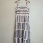 J. McLaughlin Cunningham Stripped Linen Maxi Dress Size 12 Summer Beach Colorful Photo 2