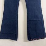 Frame Le One Flare Leg Front Slip Blue Keller Dark Wash Embroidered Jeans Size 2 Photo 2