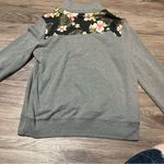 PINK - Victoria's Secret PINK Victoria’s Secret Grey Floral Pull Over Sweater; Medium Photo 9
