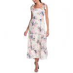 Shop The Mint NWT Eyelet floral midi dress maxi tiered ruffle embroidered square neck pastel Photo 4