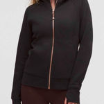 Lululemon  Scuba Full-Zip Hoodie - Black / Rose Gold - Women's Size 8 - LW3JGYS Photo 0