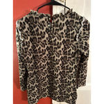 Hayden Brown Leopard Print Ruffle High Neck Pullover Blouse Sweater Size Large Photo 6