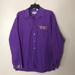 Vintage NY B’WAY purple long sleeve button down red hat society top size large Photo 0