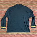 VINTAGE GOLD LACE TRIM BLACK MOCK NECK LONG SLEEVE SHIRT Size L Photo 4