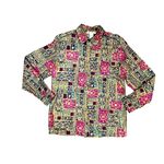 Anna And Frank Medium Vintage Multicolor All Silk Button Down Long Sleeve Shirt Blue Photo 9