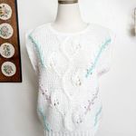 Vintage Vine Pullover Knit Sweater Vest White Size M Photo 0