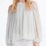 ZARA  Cold Shoulder Sheer Pleated Blouse Photo 1