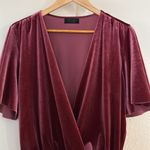 ZARA ‎ Velvet Plunge Draped Bodysuit Blouse Maroon Burgundy Size Medium Photo 11
