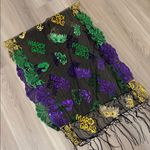 Mardi Gras Themed Black Scarf with Colorful Sequins NWT Photo 0
