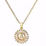 Gold Initial Crystal Sparkly Pendant Necklace A Photo 1