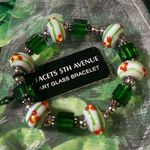 Facets 5th Avenue Art Glass Bracelet Stretchy Fashion Jewelry Green Yellow NEW Photo 0