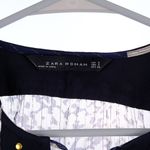 ZARA  Woman Sheer Navy Top Gold Studs Small Photo 3