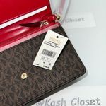 Michael Kors Crimson Jet Set Small Studded Leather Crossbody Clutch Photo 6