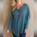 Soft Surroundings  Teal Madeline Tunic light sweater long sleeve size Small Photo 5