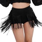 iHeartRaves Fringe Suede High Waisted Shorts Photo 0