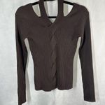 Jonathan Simkhai Leah Ribbed Cable Knit Wool Blend Sweater Chocolate Brown Size M Photo 1