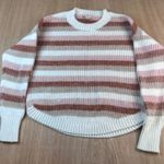 SO Goods for Life Striped Sweater Women’s L Cream Pink Rust Round Hem Cozy Size L Photo 0