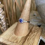 Round Tanzanite Halo & CZ Sterling Silver Ring Size 6,8 Purple Photo 3