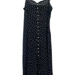 Intermix Linette Black Polka Dot Midi Dress Size 2 Spaghetti Strap Button Front Photo 2