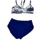 Robin Piccone  Women's Floral Bikini Set XS Electric Blue & White Photo 0