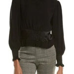 Ba&sh  Noveo‎ Blouson Sleeve Smocked Top In Black Size XS Photo 0