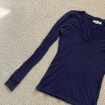 Forever 21 Bella Swan Fitted Long Sleeve Shirt Navy Blue Y2K Indie Sleaze V-Neck Cotton S Photo 3