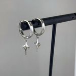 Star Dangle Drop Earrings for Men Women,Punk Hip Hop Earrings Silver Photo 0