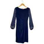 New Marina Round Neck Beaded Lace Long Sleeve Side Drape Sheath Dress 6 Photo 2