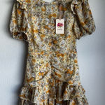Entro  Floral Mini Dress - Yellow and Cream Photo 0