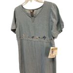 Vintage Teddi Denim Shift Dress XL Embroidered Nautical Beach Theme NWT Blue Photo 1