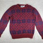 Royal North Mills Outfitters Wool Sweater Nordic Snowflake Red Blue USA Made L Size L Photo 0