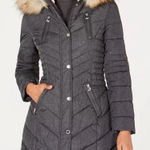 Laundry by Shelli Segal  Charcoal Puffer Coat with Faux Fur Hood Photo 0
