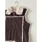 Faded Glory Vintage Y2K  Faux Shearling Suede Zip Vest Sherpa Lined Size Medium Photo 2