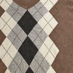 st. john's bay Womens 1X NWT  long sleeve V-Neck sweater oatmeal/plaid Photo 2