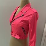 Tripp NYC Daanggoodman  Pink Crop Moto Jacket Photo 4